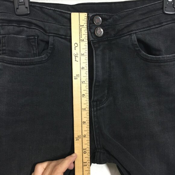 ZY13 Winter Jean Black Skinny Fleece Lining Size 26" Stretch front Slit Details - Picture 7 of 10